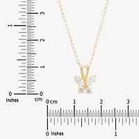 Limited Quantities! Girls White Cubic Zirconia 14K Gold Butterfly 13 Inch Pendant Necklace