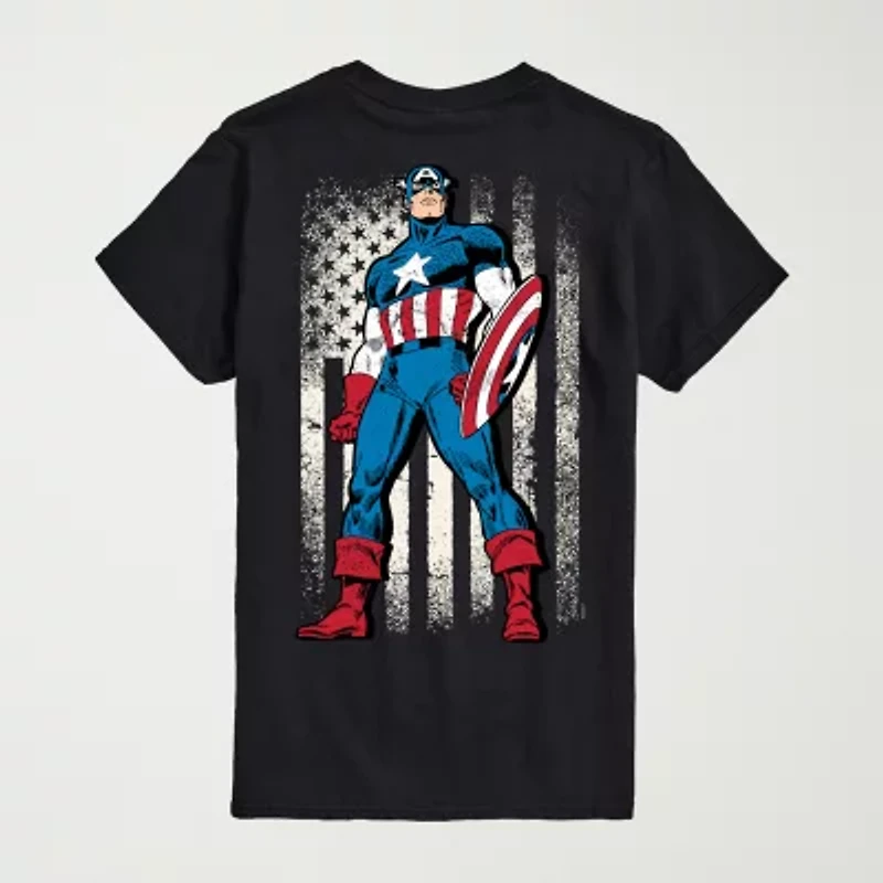 Novelty Mens Crew Neck Short Sleeve Regular Fit Captain America Marvel Big and Tall Graphic T-Shirt