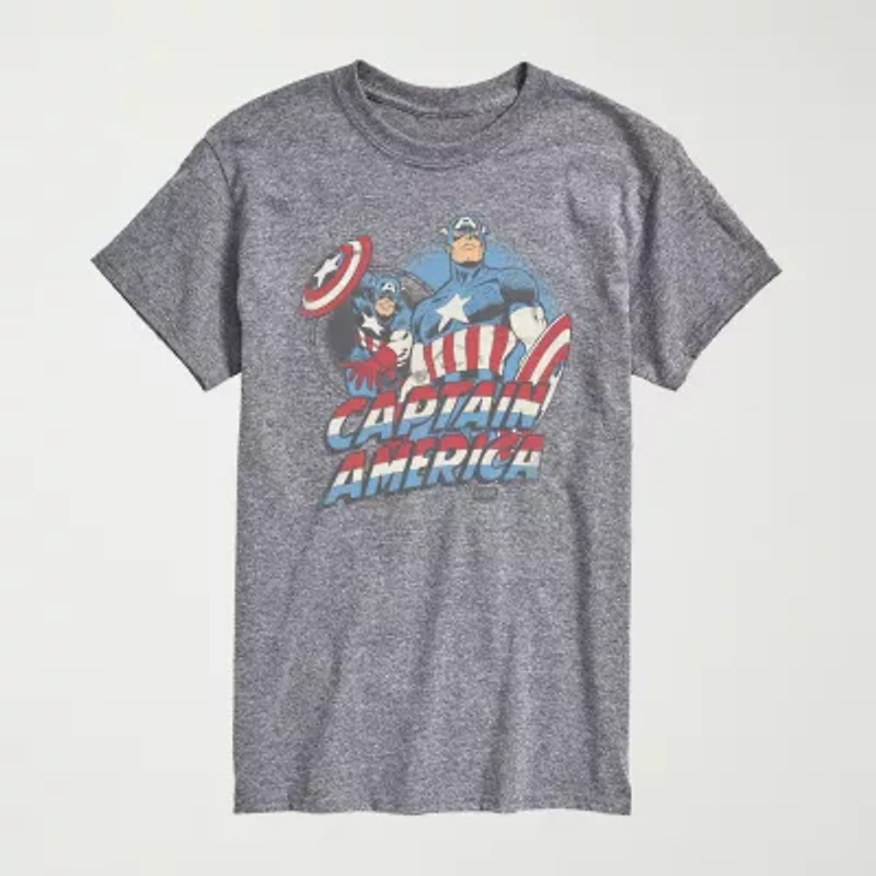 Novelty Mens Crew Neck Short Sleeve Regular Fit Captain America Marvel Big and Tall Graphic T-Shirt
