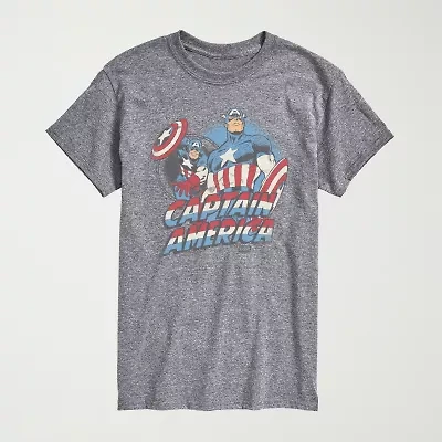 Novelty Mens Crew Neck Short Sleeve Regular Fit Captain America Marvel Big and Tall Graphic T-Shirt