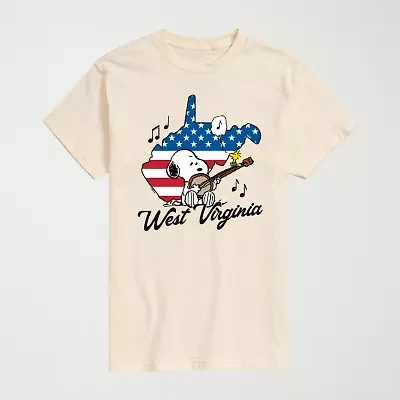 Novelty Mens Crew Neck Short Sleeve Regular Fit Peanuts Snoopy Big and Tall Graphic T-Shirt