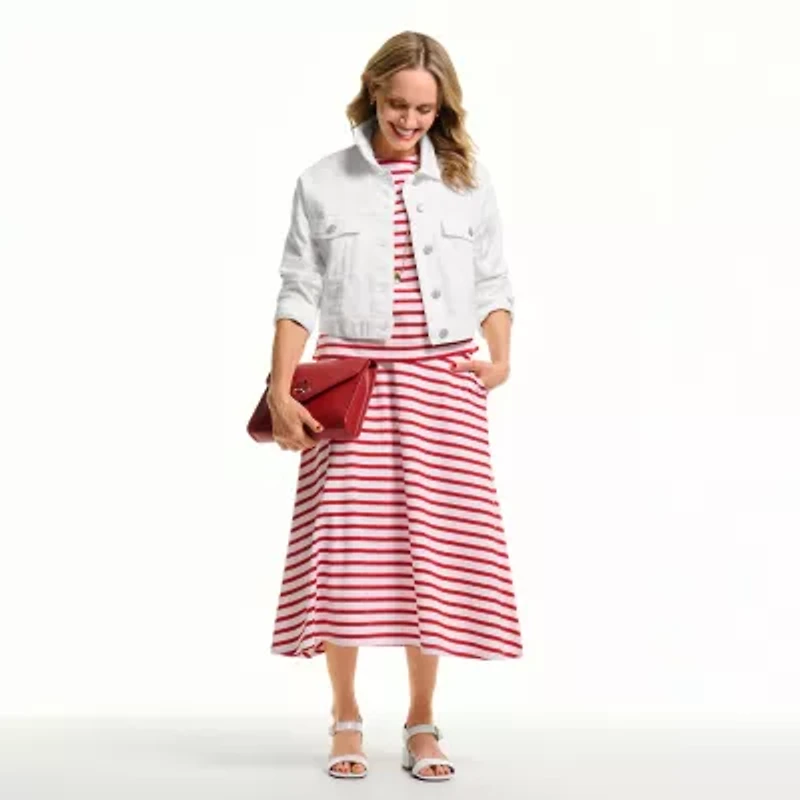 Liz Claiborne Womens Mid Rise Midi A-Line Skirt