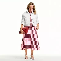Liz Claiborne Womens Mid Rise Midi A-Line Skirt