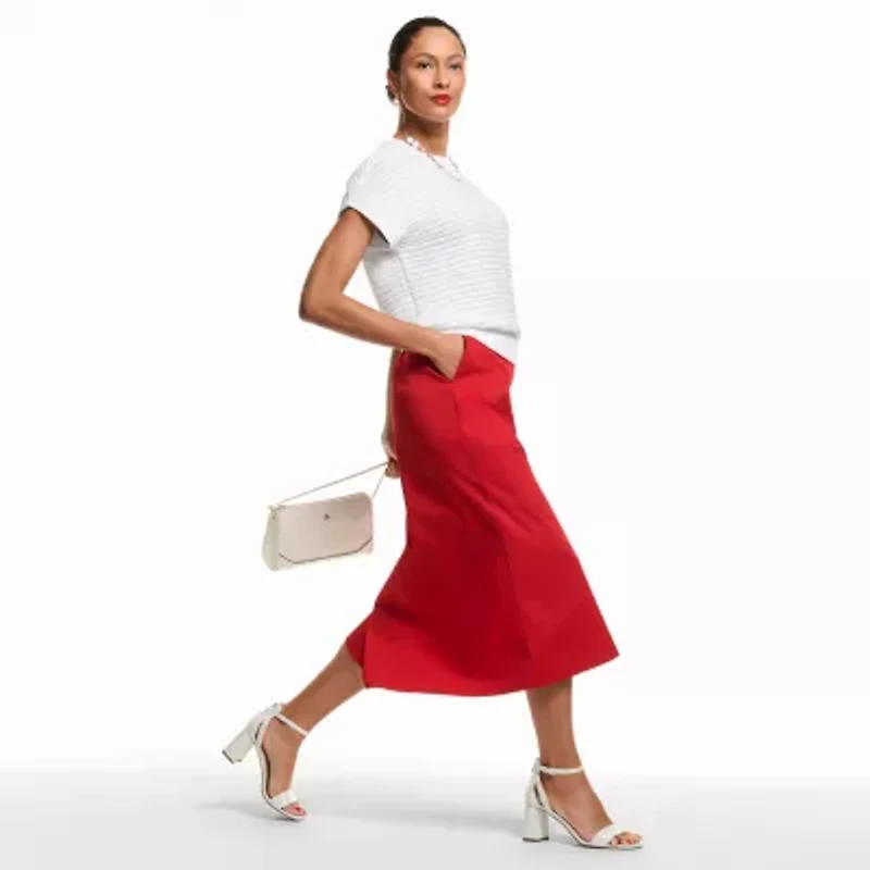 Liz Claiborne Womens Midi A-Line Skirt