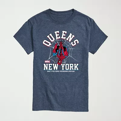 Novelty Mens Crew Neck Short Sleeve Regular Fit Marvel Spiderman Graphic T-Shirt