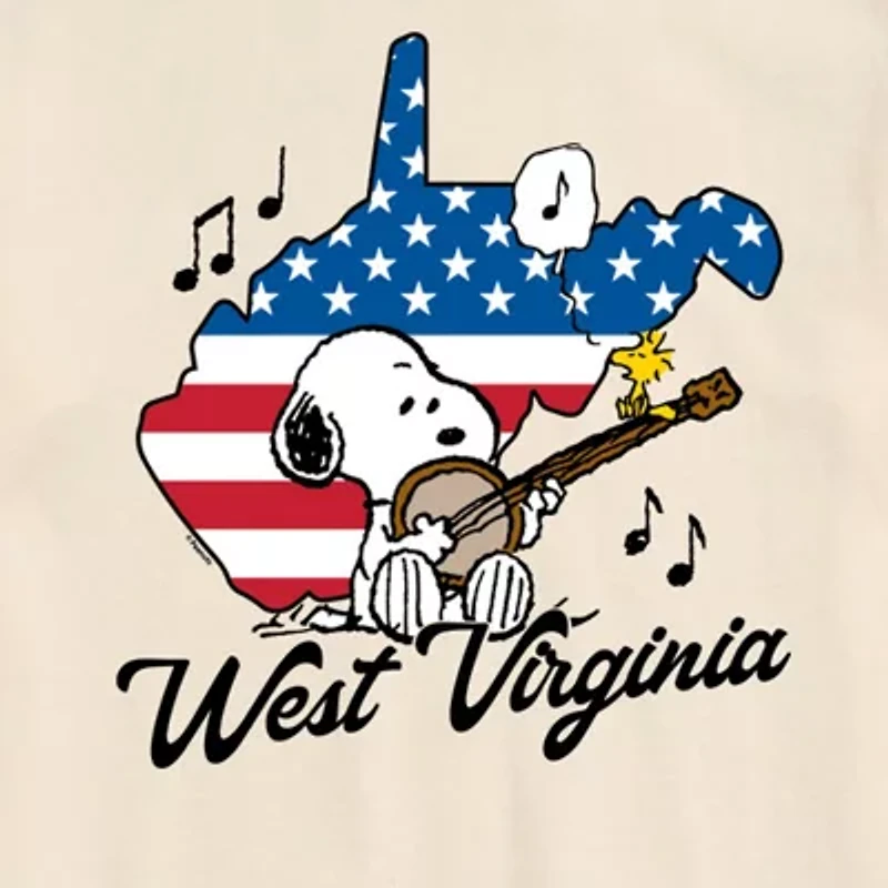 Novelty Mens Crew Neck Short Sleeve Regular Fit Peanuts Snoopy Graphic T-Shirt