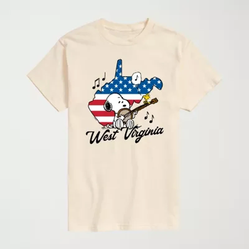 Novelty Mens Crew Neck Short Sleeve Regular Fit Peanuts Snoopy Graphic T-Shirt