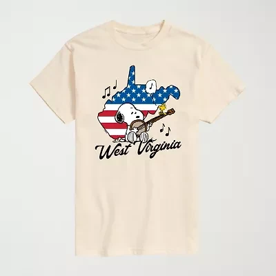 Novelty Mens Crew Neck Short Sleeve Regular Fit Peanuts Snoopy Graphic T-Shirt