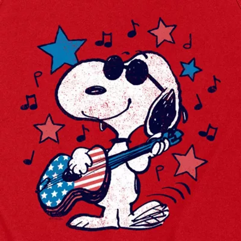 Novelty Mens Crew Neck Short Sleeve Peanuts Snoopy Tank Top