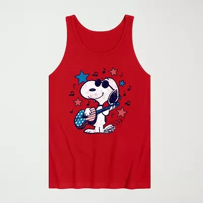 Novelty Mens Crew Neck Short Sleeve Peanuts Snoopy Tank Top