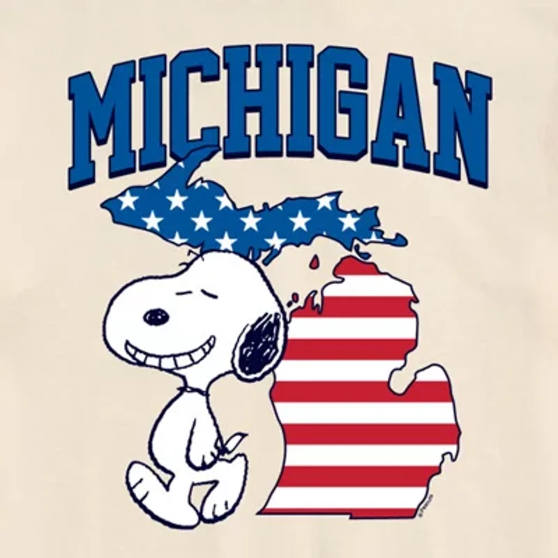 Novelty Mens Crew Neck Short Sleeve Regular Fit Peanuts Snoopy Graphic T-Shirt