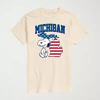 Novelty Mens Crew Neck Short Sleeve Regular Fit Peanuts Snoopy Graphic T-Shirt