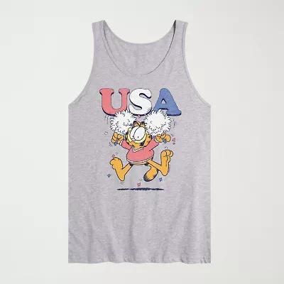 Novelty Mens Crew Neck Short Sleeve Garfield Tank Top