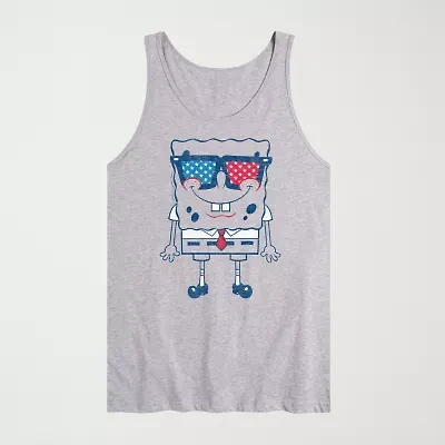 Novelty Mens Crew Neck Short Sleeve Spongebob Tank Top