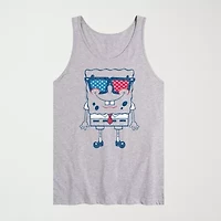 Novelty Mens Crew Neck Short Sleeve Spongebob Tank Top