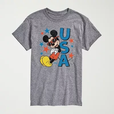 Novelty Mens Crew Neck Short Sleeve Regular Fit Mickey Mouse Graphic T-Shirt
