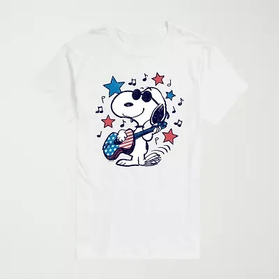 Novelty Mens Crew Neck Short Sleeve Regular Fit Peanuts Snoopy Graphic T-Shirt