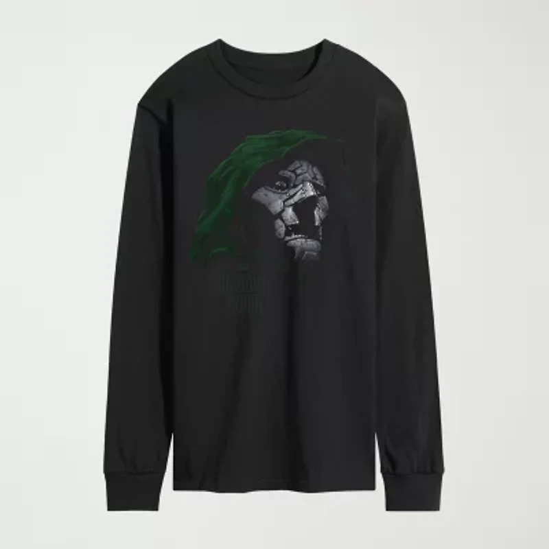 Novelty Mens Crew Neck Long Sleeve Regular Fit Marvel Graphic T-Shirt