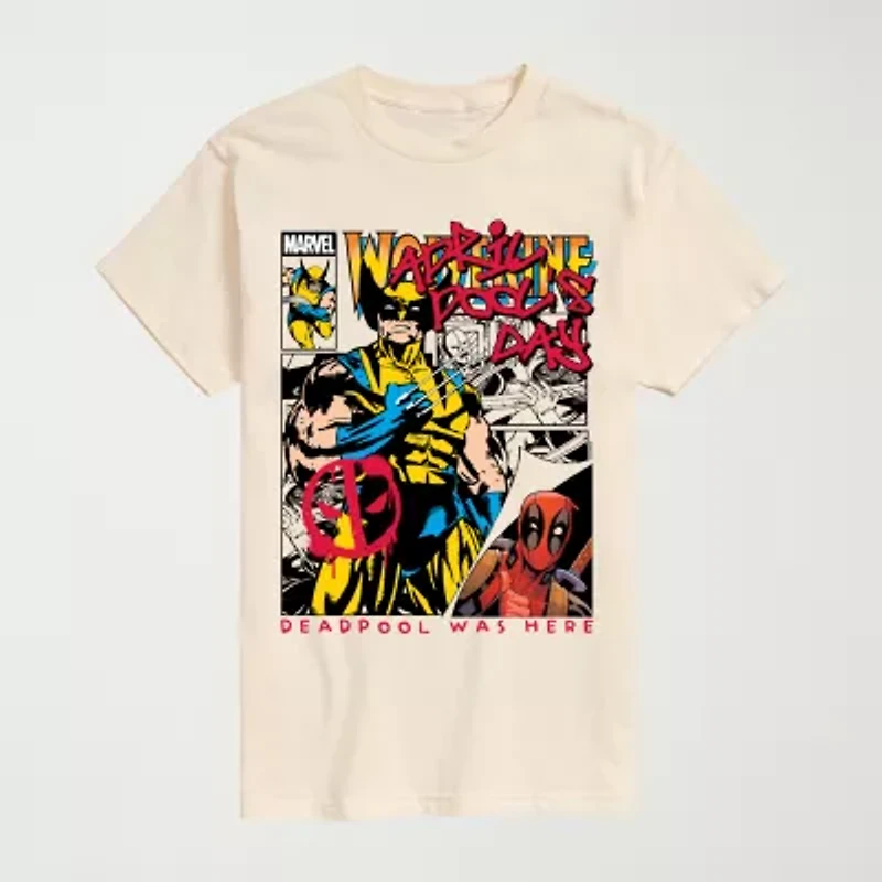 Novelty Mens Crew Neck Short Sleeve Regular Fit Deadpool Marvel Graphic T-Shirt