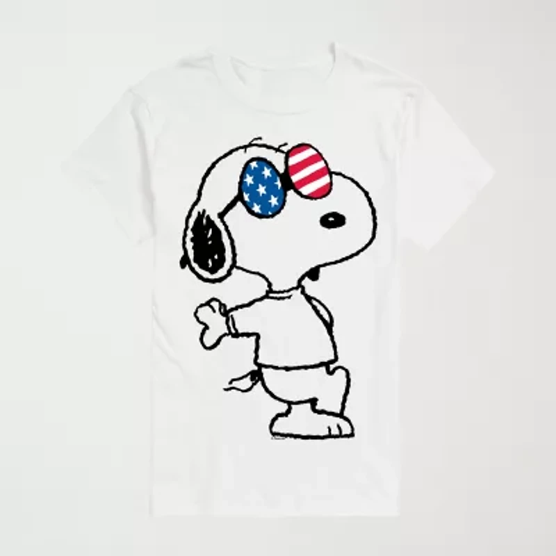 Novelty Mens Crew Neck Short Sleeve Regular Fit Peanuts Snoopy Graphic T-Shirt