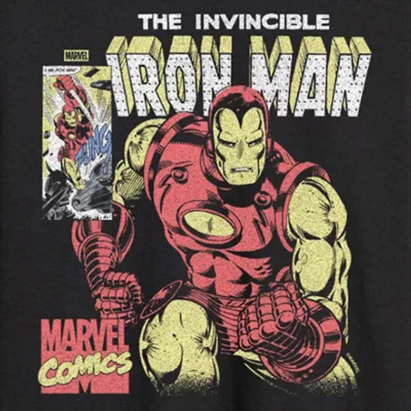 Novelty Mens Crew Neck Long Sleeve Regular Fit Iron Man Marvel Graphic T-Shirt