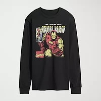 Novelty Mens Crew Neck Long Sleeve Regular Fit Iron Man Marvel Graphic T-Shirt
