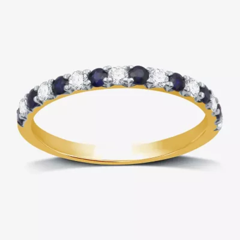 Womens 1/4 CT. T.W. Lab Grown Blue Sapphire Sterling Silver Wedding Band