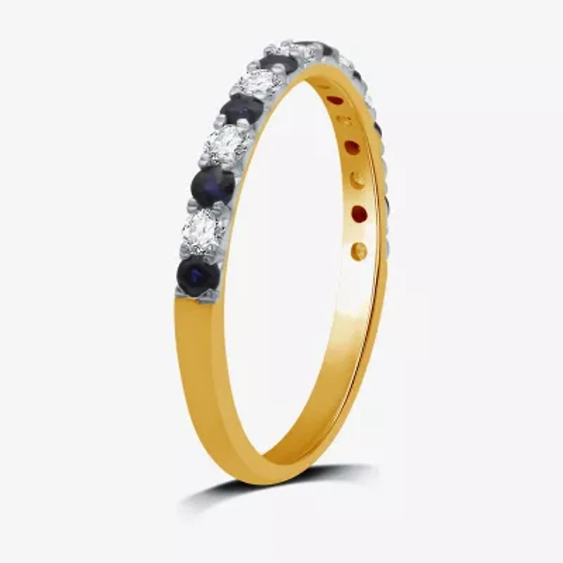 Womens 1/4 CT. T.W. Lab Grown Blue Sapphire Sterling Silver Wedding Band