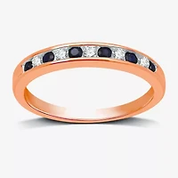 Modern Bride Gemstone 1/8 CT. T.W. Lab Created Blue Sapphire Gold Over Silver Wedding Band