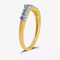 Diamond Accent Lab Created Sapphire Sterling Silver or 14K Gold Over Wedding Band