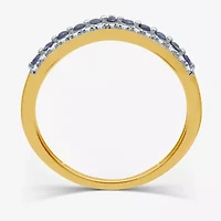 Diamond Accent Lab Created Sapphire Sterling Silver or 14K Gold Over Wedding Band