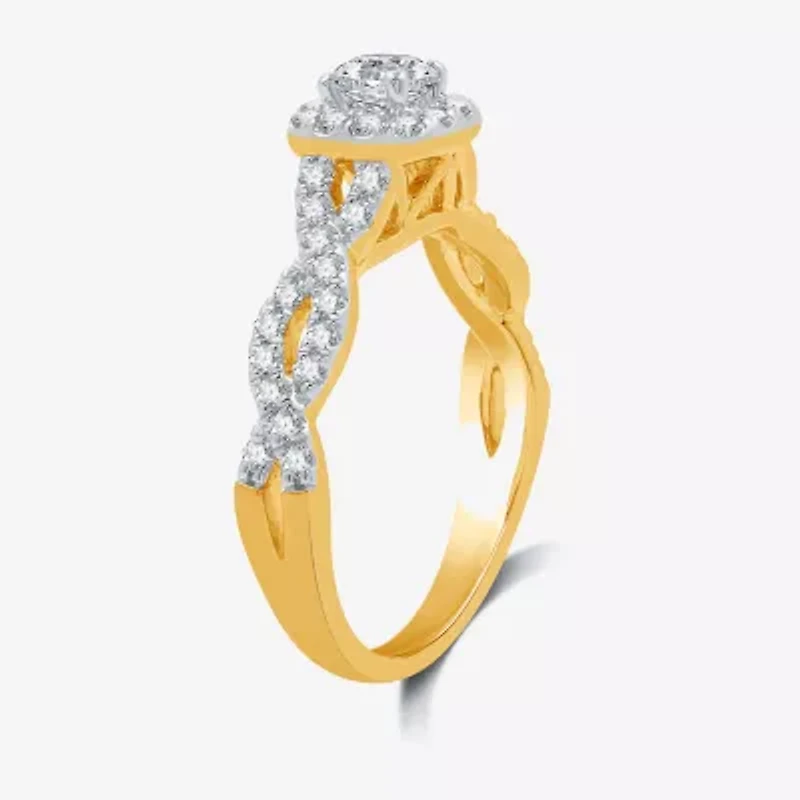 I Said Yes (H-I / I1) Womens 1 CT. T.W. Lab Grown White Diamond Sterling Silver or 14K Gold Over Cushion Side Stone Halo Bridal Set