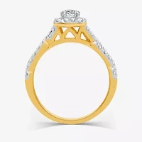 I Said Yes (H-I / I1) Womens 1 CT. T.W. Lab Grown White Diamond Sterling Silver or 14K Gold Over Cushion Side Stone Halo Bridal Set