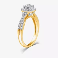 I Said Yes (H-I / I1) Womens 1 CT. T.W. Lab Grown White Diamond Sterling Silver or 14K Gold Over Round Cushion Side Stone Halo Bridal Set