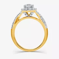 I Said Yes (H-I / I1) Womens 1 CT. T.W. Lab Grown White Diamond Sterling Silver or 14K Gold Over Round Cushion Side Stone Halo Bridal Set