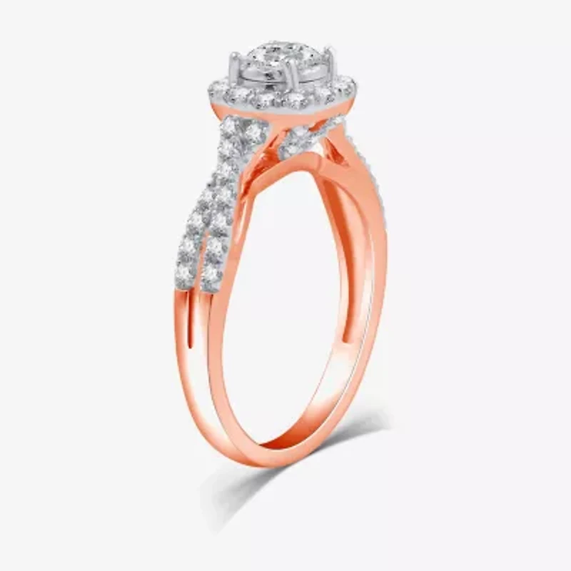 I Said Yes (H-I / I1) Womens 1 CT. T.W. Lab Grown White Diamond Sterling Silver or 14K Gold Over Round Cushion Side Stone Halo Bridal Set