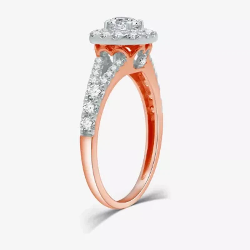 I Said Yes (H-I / I1) Womens 1 1/ CT. T.W. Lab Grown White Diamond Sterling Silver or 14K Gold Over Cushion Side Stone Halo Bridal Set