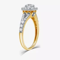 I Said Yes (H-I / I1) Womens 1 1/ CT. T.W. Lab Grown White Diamond Sterling Silver or 14K Gold Over Cushion Side Stone Halo Bridal Set