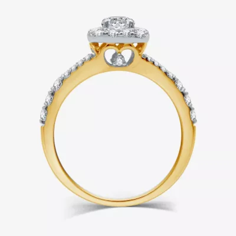 I Said Yes (H-I / I1) Womens 1 1/ CT. T.W. Lab Grown White Diamond Sterling Silver or 14K Gold Over Cushion Side Stone Halo Bridal Set