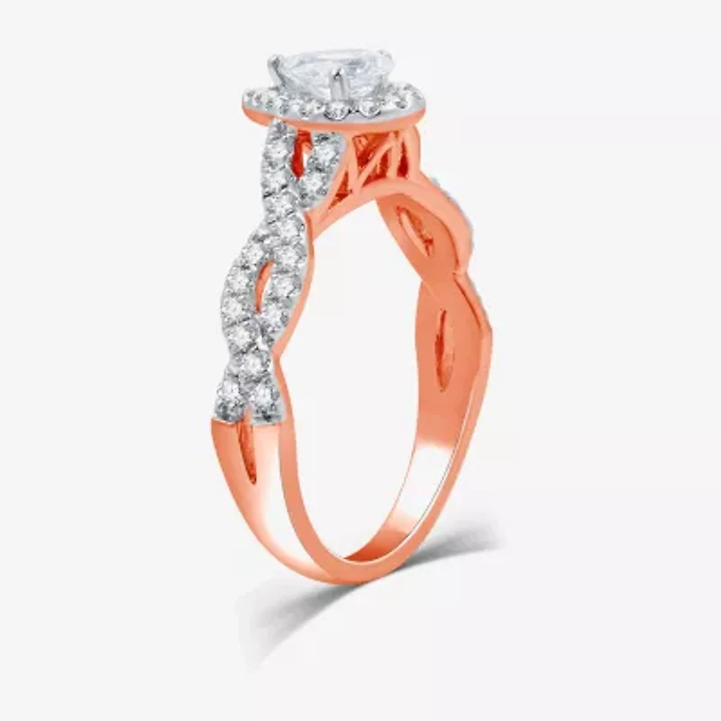 I Said Yes (H-I / I1) Womens 1 CT. T.W. Lab Grown White Diamond Sterling Silver or 14K Gold Over Pear Side Stone Halo Bridal Set