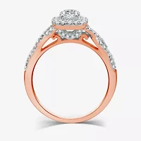 I Said Yes (H-I / I1) Womens 1 CT. T.W. Lab Grown White Diamond Sterling Silver or 14K Gold Over Cushion Side Stone Halo Bridal Set