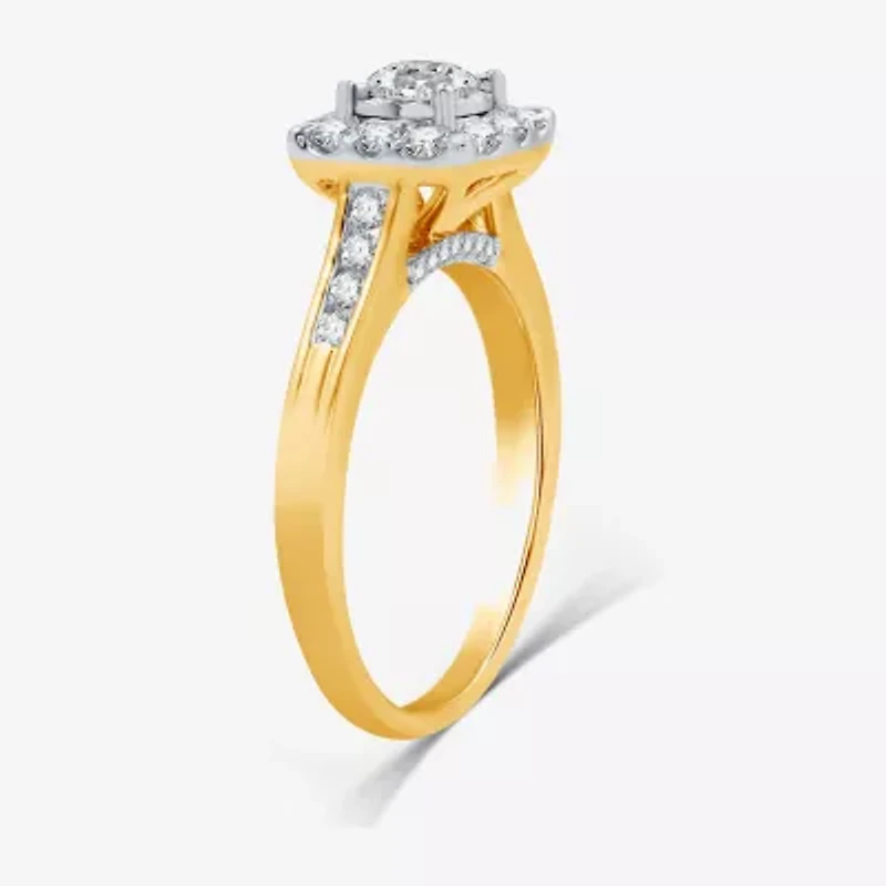 I Said Yes (H-I / I1) Womens 1 CT. T.W. Lab Grown White Diamond Sterling Silver or 14K Gold Over Cushion Side Stone Halo Bridal Set