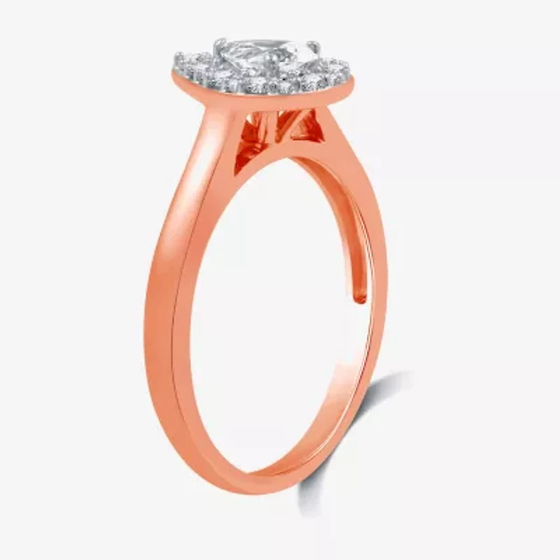 I Said Yes (H-I / I1) Womens 1 CT. T.W. Lab Grown White Diamond Sterling Silver or 14K Gold Over Pear Side Stone Halo Bridal Set