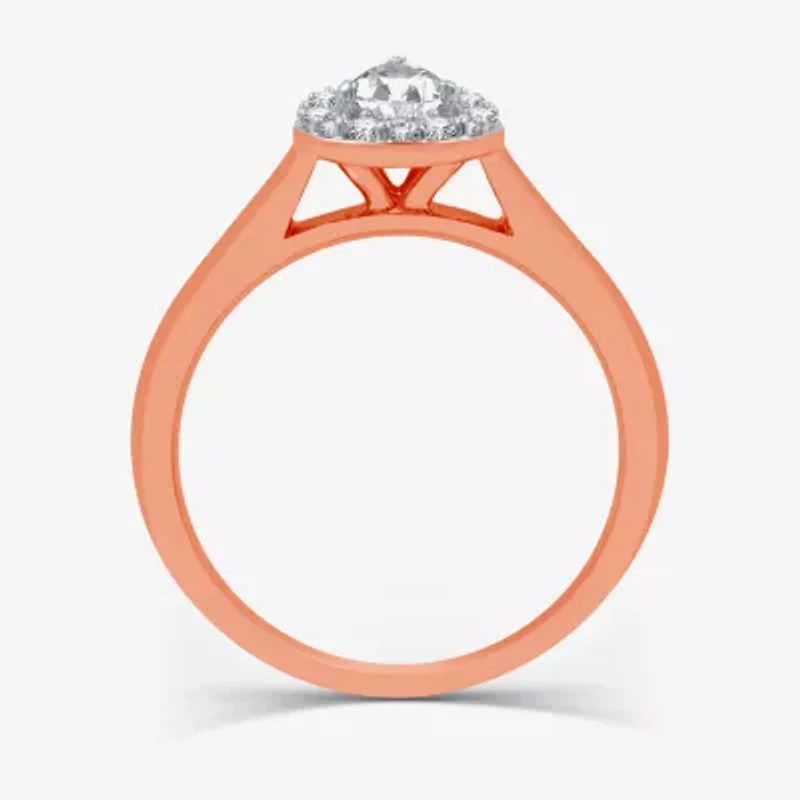 I Said Yes (H-I / I1) Womens 1 CT. T.W. Lab Grown White Diamond Sterling Silver or 14K Gold Over Pear Side Stone Halo Bridal Set