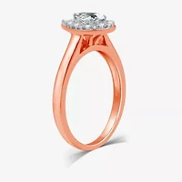I Said Yes (H-I / I1) Womens 1 CT. T.W. Lab Grown White Diamond Sterling Silver or 14K Gold Over Pear Side Stone Halo Bridal Set
