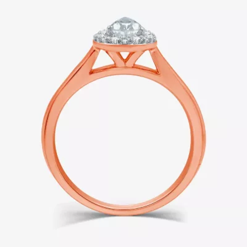 I Said Yes (H-I / I1) Womens 1 CT. T.W. Lab Grown White Diamond Sterling Silver or 14K Gold Over Pear Side Stone Halo Bridal Set