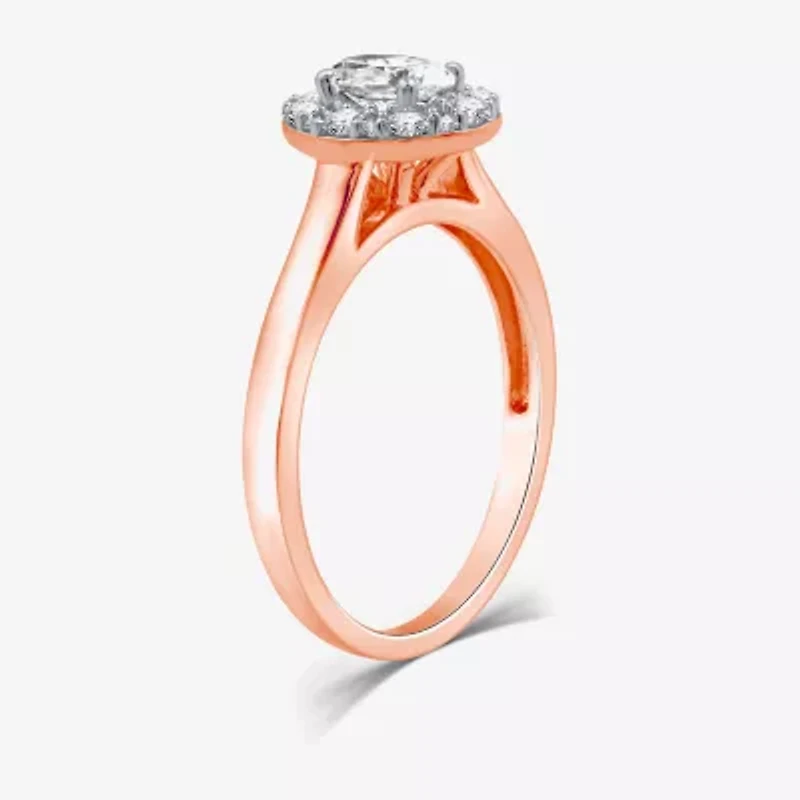 I Said Yes (H-I / I1) Womens 1 CT. T.W. Lab Grown White Diamond Sterling Silver or 14K Gold Over Oval Side Stone Halo Bridal Set