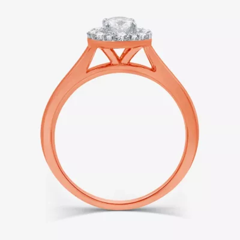 I Said Yes (H-I / I1) Womens 1 CT. T.W. Lab Grown White Diamond Sterling Silver or 14K Gold Over Oval Side Stone Halo Bridal Set