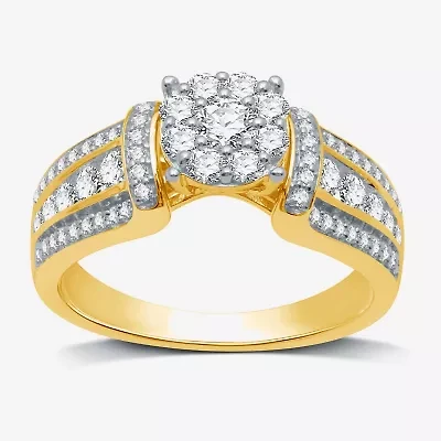 I Said Yes (H-I / I1) Womens 3/4 CT. T.W. Lab Grown White Diamond Sterling Silver or 14K Gold Over Round Side Stone Engagement Ring