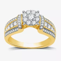 I Said Yes (H-I / I1) Womens 3/4 CT. T.W. Lab Grown White Diamond Sterling Silver or 14K Gold Over Round Side Stone Engagement Ring